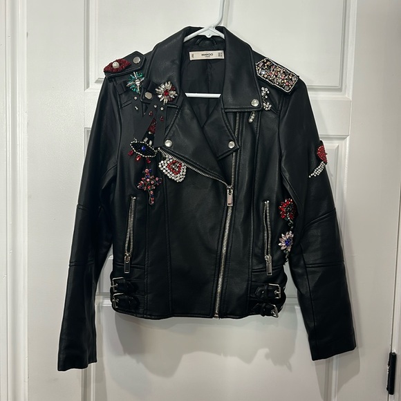 💎 Mango Jeweled Vegan Leather Jacket - Picture 2 of 8
